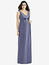 Front View Thumbnail - French Blue Sleeveless Satin Twill Maternity Dress