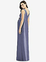 Rear View Thumbnail - French Blue Sleeveless Satin Twill Maternity Dress