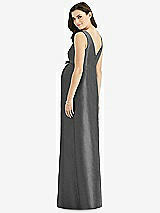 Rear View Thumbnail - Gunmetal Sleeveless Satin Twill Maternity Dress