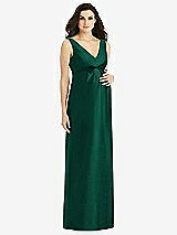 Front View Thumbnail - Hunter Green Sleeveless Satin Twill Maternity Dress