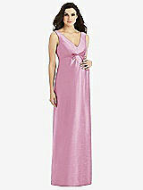 Front View Thumbnail - Powder Pink Sleeveless Satin Twill Maternity Dress