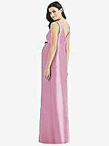 Rear View Thumbnail - Powder Pink Sleeveless Satin Twill Maternity Dress