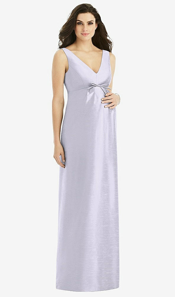 Front View - Silver Dove Sleeveless Satin Twill Maternity Dress