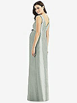 Rear View Thumbnail - Willow Green Sleeveless Satin Twill Maternity Dress