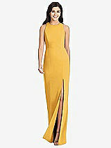 Front View Thumbnail - NYC Yellow Diamond Cutout Back Trumpet Gown with Front Slit