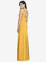 Rear View Thumbnail - NYC Yellow Diamond Cutout Back Trumpet Gown with Front Slit