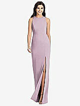 Front View Thumbnail - Suede Rose Diamond Cutout Back Trumpet Gown with Front Slit
