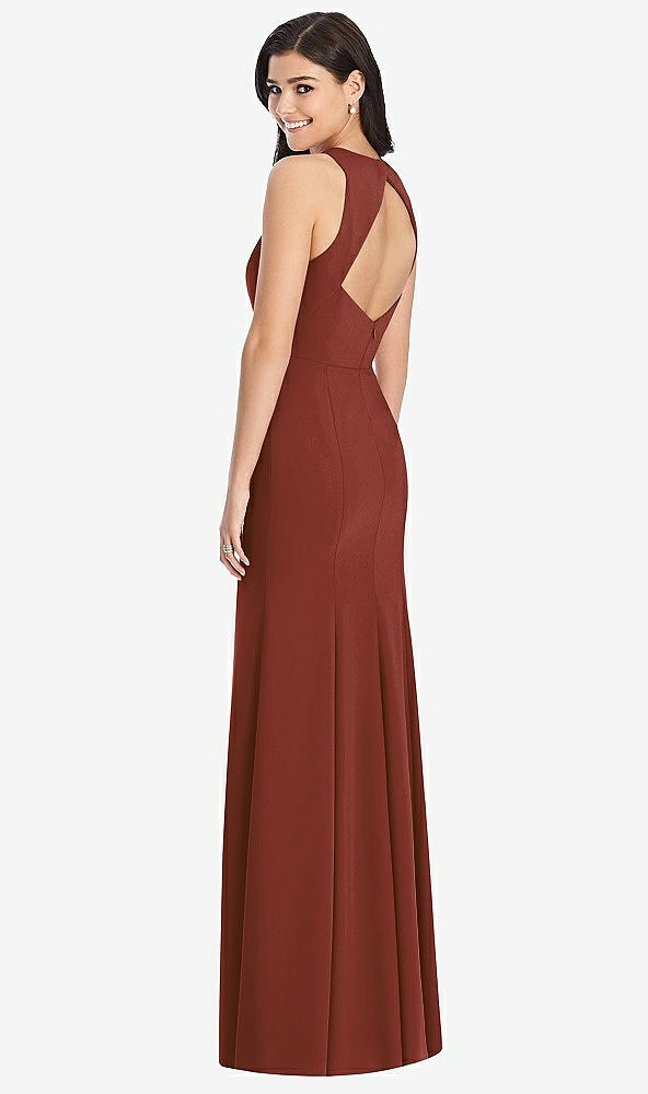 Back View - Auburn Moon Diamond Cutout Back Trumpet Gown with Front Slit