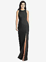 Front View Thumbnail - Black Diamond Cutout Back Trumpet Gown with Front Slit