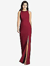 Front View Thumbnail - Burgundy Diamond Cutout Back Trumpet Gown with Front Slit