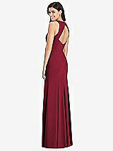 Rear View Thumbnail - Burgundy Diamond Cutout Back Trumpet Gown with Front Slit