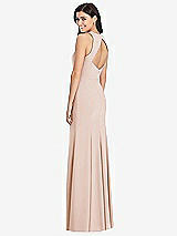 Rear View Thumbnail - Cameo Diamond Cutout Back Trumpet Gown with Front Slit