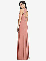Rear View Thumbnail - Desert Rose Diamond Cutout Back Trumpet Gown with Front Slit