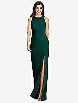 Front View Thumbnail - Evergreen Diamond Cutout Back Trumpet Gown with Front Slit
