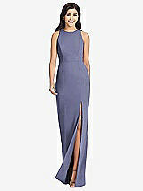 Front View Thumbnail - French Blue Diamond Cutout Back Trumpet Gown with Front Slit