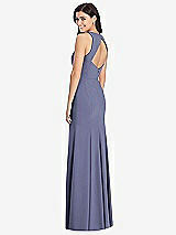Rear View Thumbnail - French Blue Diamond Cutout Back Trumpet Gown with Front Slit
