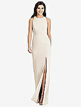 Front View Thumbnail - Oat Diamond Cutout Back Trumpet Gown with Front Slit
