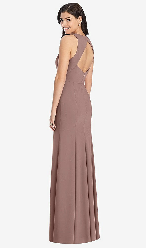 Back View - Sienna Diamond Cutout Back Trumpet Gown with Front Slit