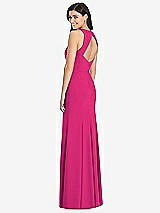 Rear View Thumbnail - Think Pink Diamond Cutout Back Trumpet Gown with Front Slit