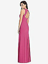 Rear View Thumbnail - Tea Rose Diamond Cutout Back Trumpet Gown with Front Slit