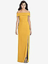Front View Thumbnail - NYC Yellow Cuffed Off-the-Shoulder Trumpet Gown
