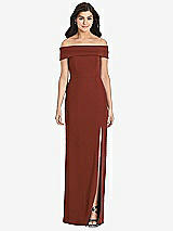 Front View Thumbnail - Auburn Moon Cuffed Off-the-Shoulder Trumpet Gown