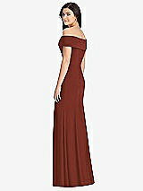 Rear View Thumbnail - Auburn Moon Cuffed Off-the-Shoulder Trumpet Gown