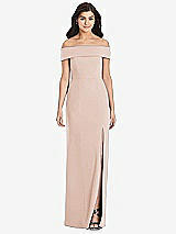 Front View Thumbnail - Cameo Cuffed Off-the-Shoulder Trumpet Gown