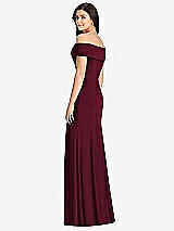 Rear View Thumbnail - Cabernet Cuffed Off-the-Shoulder Trumpet Gown