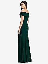 Rear View Thumbnail - Evergreen Cuffed Off-the-Shoulder Trumpet Gown