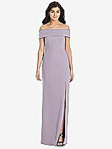Front View Thumbnail - Lilac Haze Cuffed Off-the-Shoulder Trumpet Gown