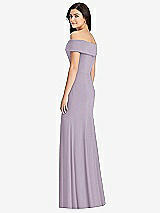 Rear View Thumbnail - Lilac Haze Cuffed Off-the-Shoulder Trumpet Gown