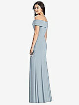 Rear View Thumbnail - Mist Cuffed Off-the-Shoulder Trumpet Gown