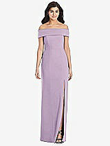 Front View Thumbnail - Pale Purple Cuffed Off-the-Shoulder Trumpet Gown