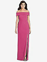 Front View Thumbnail - Tea Rose Cuffed Off-the-Shoulder Trumpet Gown