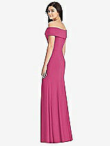 Rear View Thumbnail - Tea Rose Cuffed Off-the-Shoulder Trumpet Gown