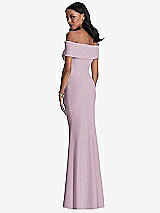 Rear View Thumbnail - Suede Rose Natural Waist Off-The-Shoulder Mermaid Dress