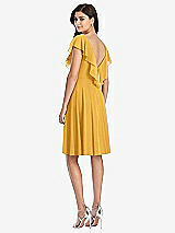 Rear View Thumbnail - NYC Yellow Midi Natural Waist Ruffled VNeck Dress