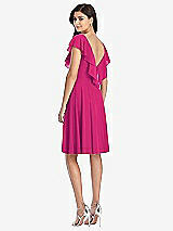 Rear View Thumbnail - Think Pink Midi Natural Waist Ruffled VNeck Dress