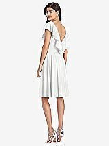 Rear View Thumbnail - White Midi Natural Waist Ruffled VNeck Dress