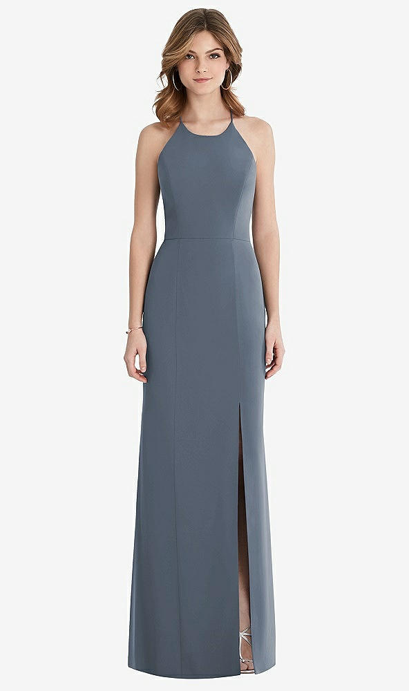 Front View - Silverstone Criss Cross Open-Back Chiffon Trumpet Gown