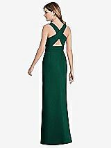 Front View Thumbnail - Hunter Green Criss Cross Back Trumpet Gown with Front Slit