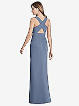 Front View Thumbnail - Larkspur Blue Criss Cross Back Trumpet Gown with Front Slit