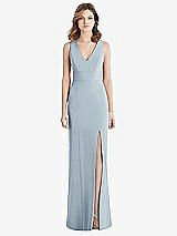 Rear View Thumbnail - Mist Criss Cross Back Trumpet Gown with Front Slit