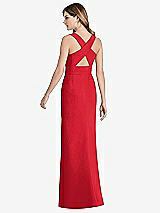 Front View Thumbnail - Parisian Red Criss Cross Back Trumpet Gown with Front Slit
