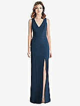 Rear View Thumbnail - Sofia Blue Criss Cross Back Trumpet Gown with Front Slit