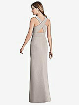 Front View Thumbnail - Taupe Criss Cross Back Trumpet Gown with Front Slit
