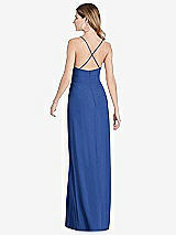 Rear View Thumbnail - Classic Blue Pleated Skirt Crepe Maxi Dress with Pockets