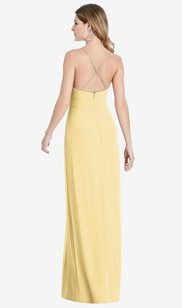 Back View - Buttercup Pleated Skirt Crepe Maxi Dress with Pockets