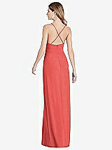 Rear View Thumbnail - Perfect Coral Pleated Skirt Crepe Maxi Dress with Pockets